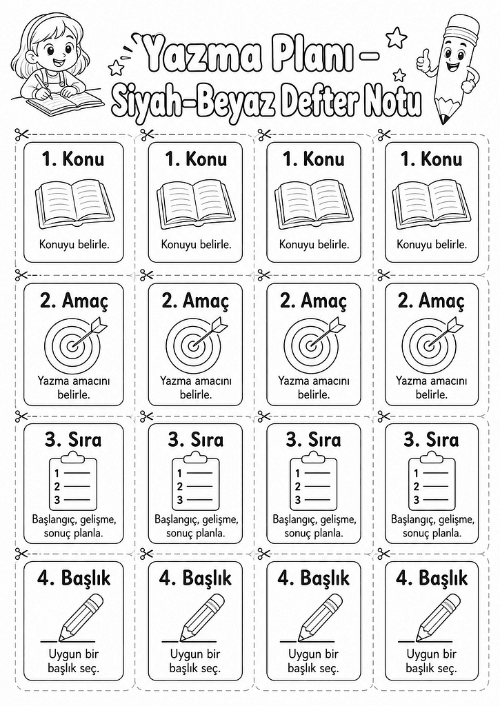 Siyah-Beyaz Defter Notu Görseli